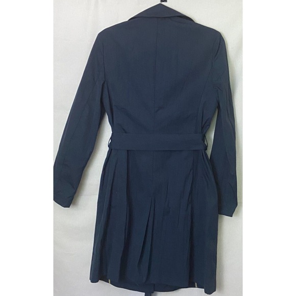 Aquascutum London Women's Navy Blue Classic Belted Coat Made in Italy US Sz 6 - Picture 2 of 9